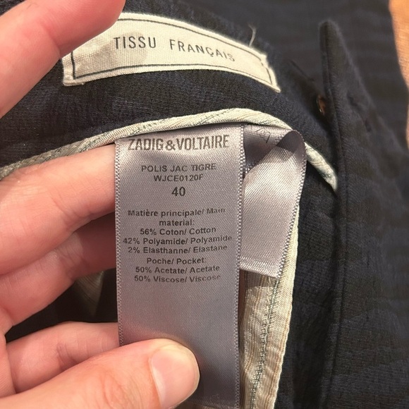 Zadig & Voltaire Tiger Print Bootcut Pants Size 40 (US 8) High Rise Stretch - Picture 6 of 7